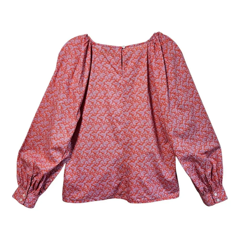 J CREW Women S Blouse LIBERTY Toutouayette Fabric Lavender Red Floral Bust 36